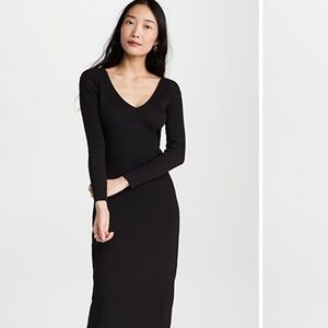 JAMES PERSE sz 3 soft black long sleeve vneck cotton/elastane blend